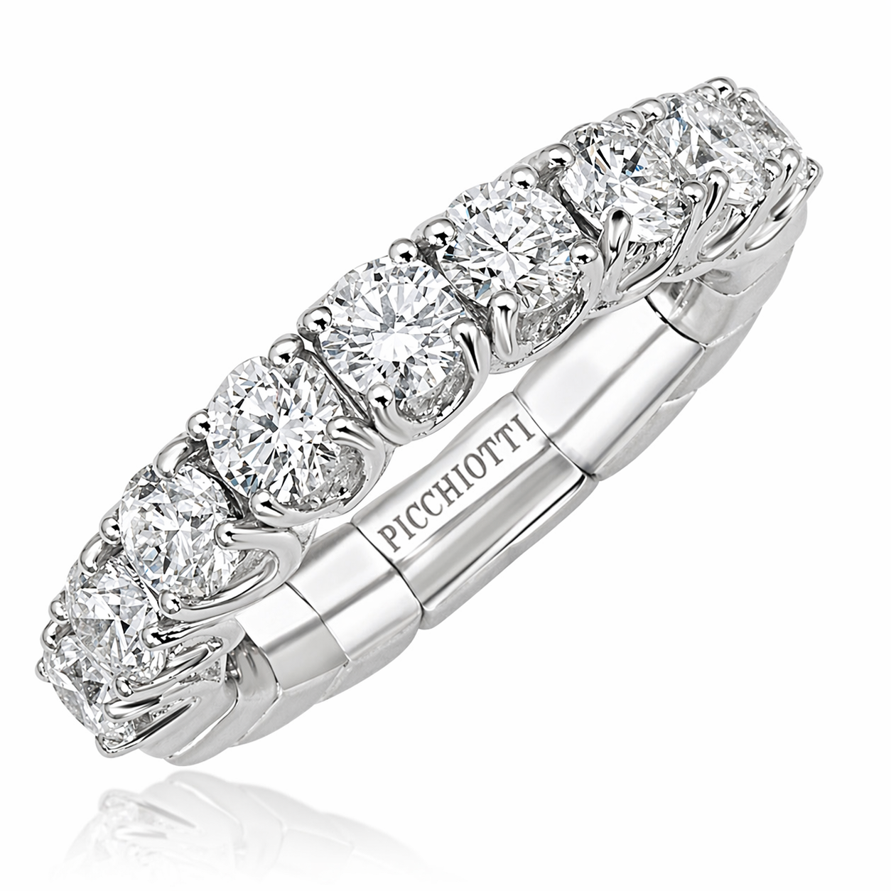 Picchiotti Xpandable™ Round Diamond Half Way Eternity Ring in 18K White Gold 1.71 cttw - Jackson Hole Jewelry Company