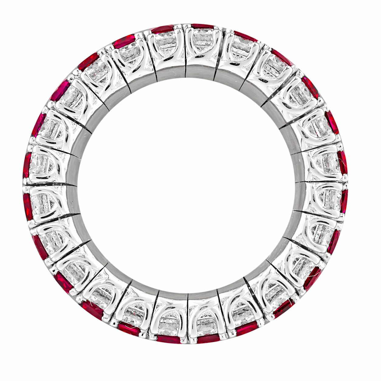 Picchiotti Xpandable™ Ruby & Diamond 3 Row Ring in 18K White Gold 10.81 cttw - Jackson Hole Jewelry Company