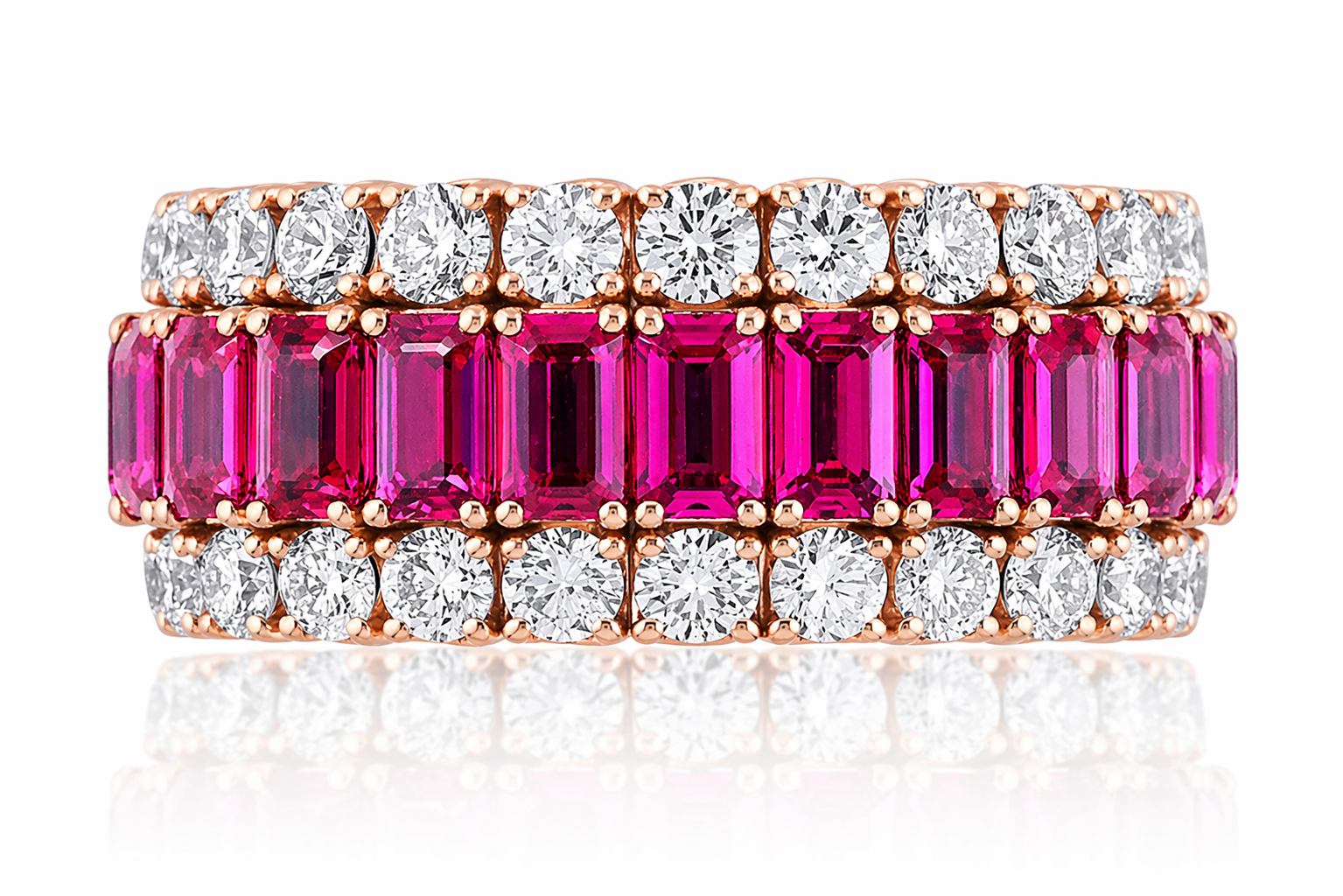 Picchiotti Xpandable™ Ruby & Diamond 3 Row Ring in 18K Rose Gold 11.65 cttw - Jackson Hole Jewelry Company