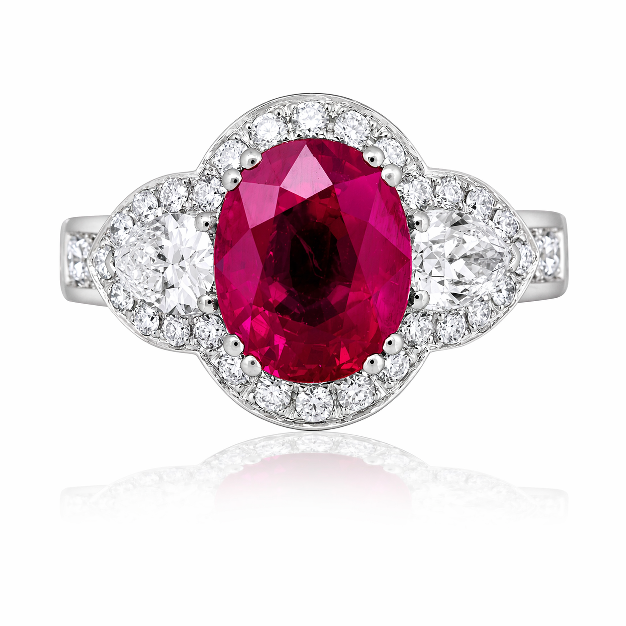 Picchiotti Xpandable™ Oval Cherry Blossom Ruby & Diamond Ring in 18K White Gold 5.42 cttw - Jackson Hole Jewelry Company