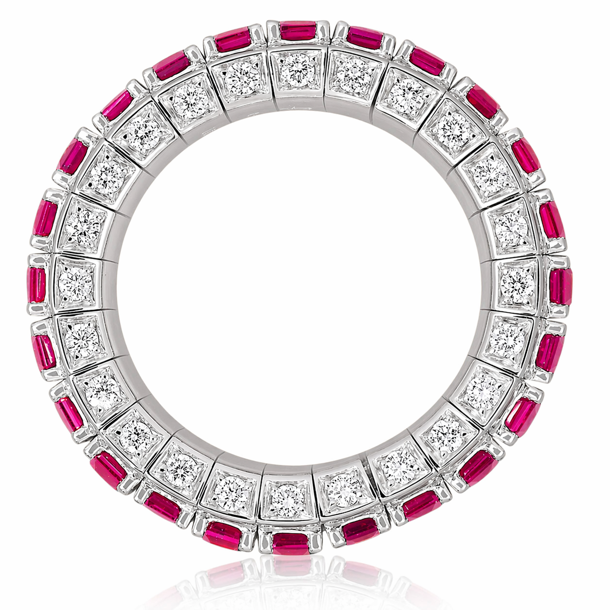 Picchiotti Xpandable™ Octagonal Ruby & Diamond 3 Row Ring in 18K White Gold 11.04 cttw - Jackson Hole Jewelry Company