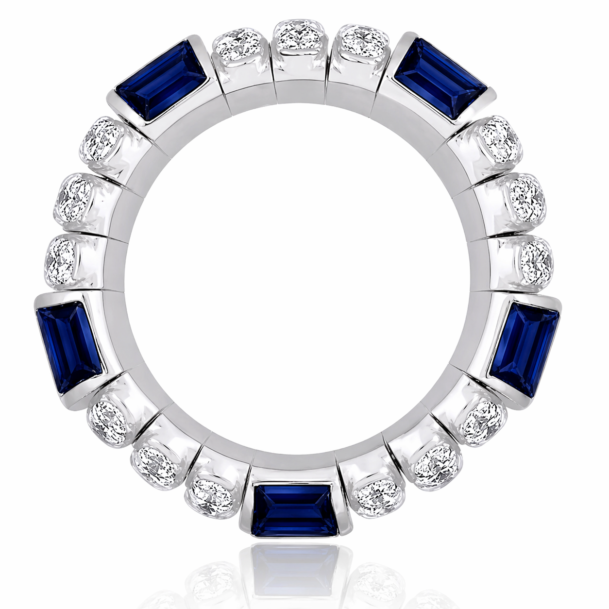 Picchiotti - Xpandable™ Blue Sapphire and Diamond Fashion Ring in 18K White Gold 12.03 cttw - Jackson Hole Jewelry Company