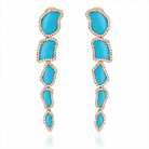 Chantecler Enchanté Long Drop Earrings in 18K Rose Gold with White Diamonds and Turquoise - Jackson Hole Jewelry Company