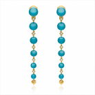 Chantecler Cherie Long Drop Earrings in 18K Rose Gold with White Diamonds and Turquoise - Jackson Hole Jewelry Company