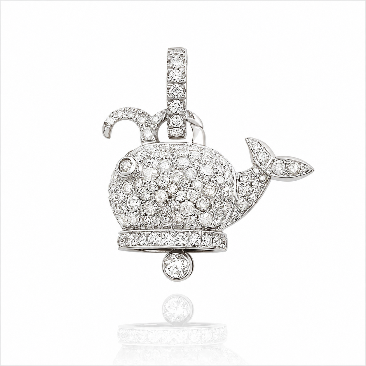 Chantecler Medium Campanella Whale Diamond Pavé Charm in 18K White Gold - Jackson Hole Jewelry Company