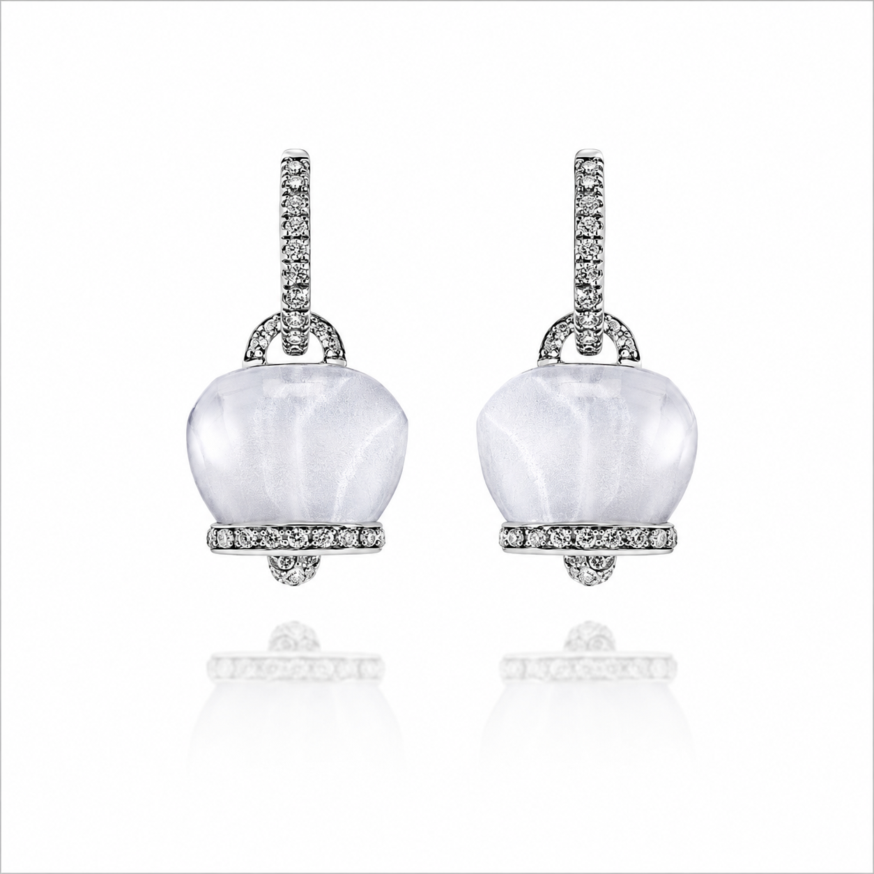 Chantecler Medium Campanella Rock Crystal Earrings in 18K White Gold with Diamonds and Hand-Faceted Clear Topaz - Jackson Hole Jewelry Company