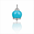 Chantecler Big Campanella Charm in 18K White Gold with Diamonds and Turquoise - Jackson Hole Jewelry Company