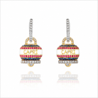 Chantecler Medium Campanella Capriness Earrings in 18K Yellow Gold with Diamonds, Rubies, Sapphires and White Enamel - Jackson Hole Jewelry Company