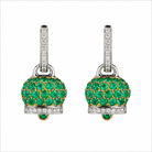 Chantecler Medium Campanella Diamond and Emerald Pavé Earrings in 18K White and Yellow Gold - Jackson Hole Jewelry Company