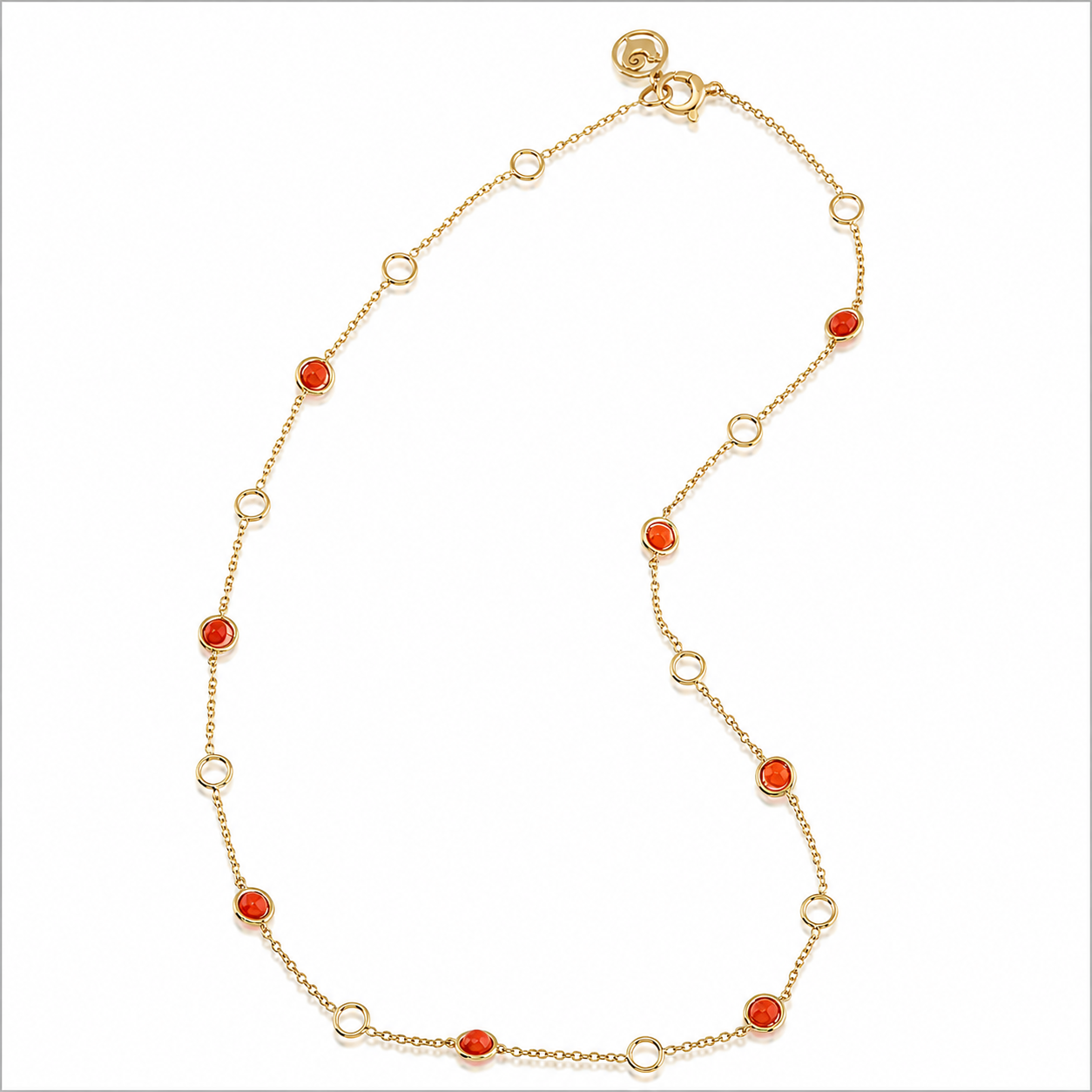 Chantecler Accessori 45 cm Short Mixed Links Chain in 18K Yellow Gold and Red Coral - Jackson Hole Jewelry Company