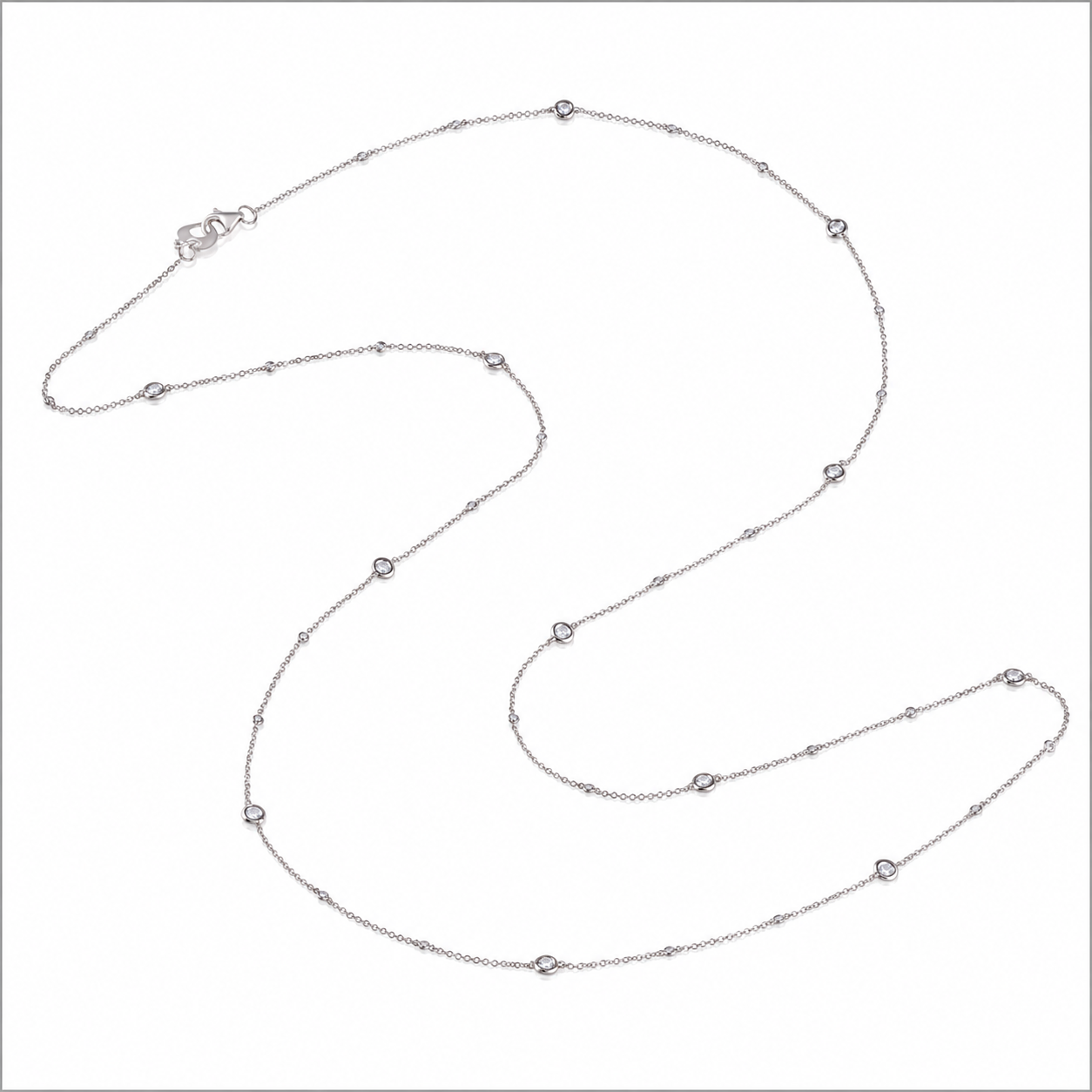 Chantecler Accessori 84 cm Capri Long Mixed Links Diamond Chain in 18K White Gold - Jackson Hole Jewelry Company