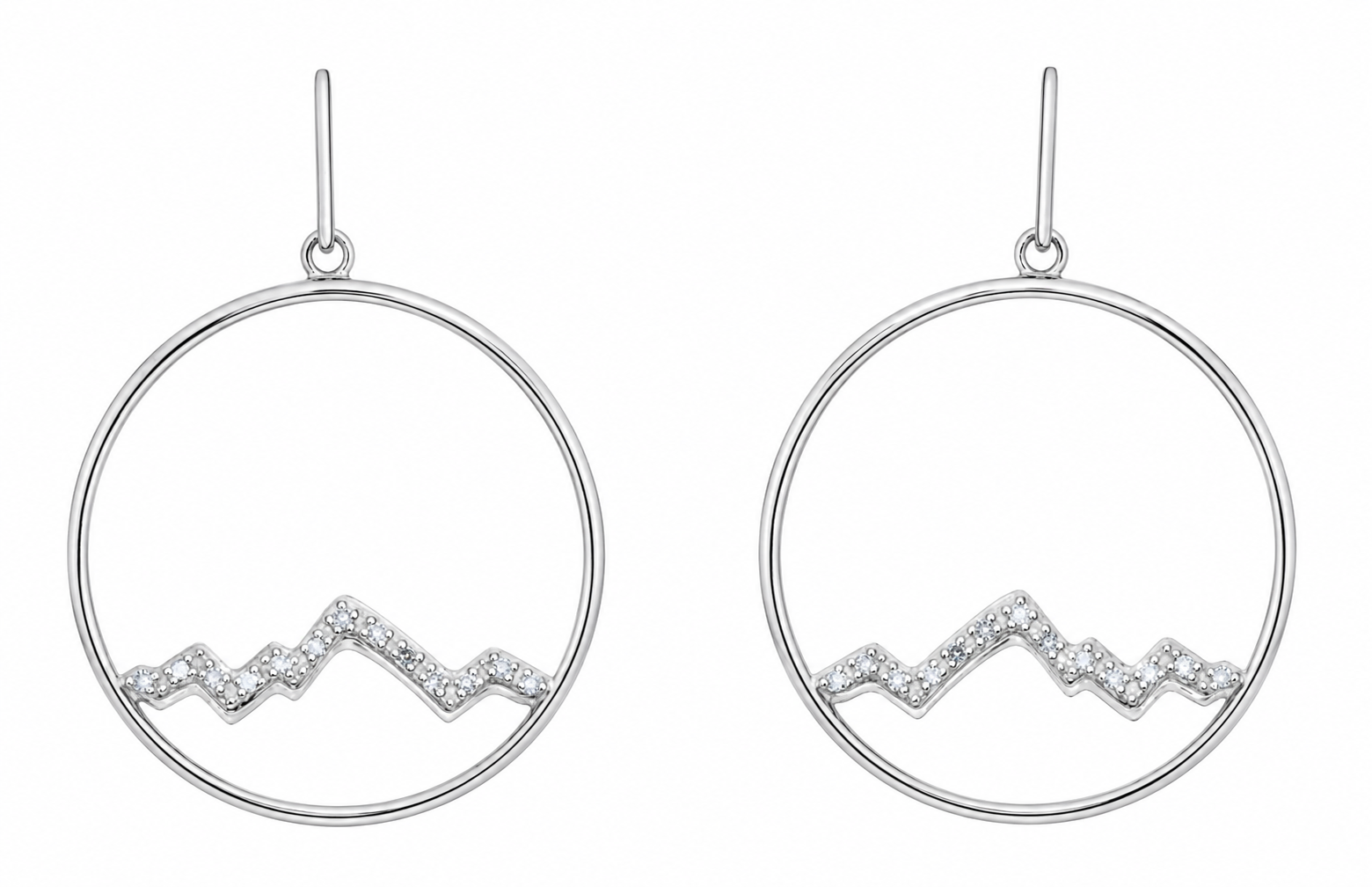 Large 14K Gold Circle Earrings with Diamond Tetons - Jackson Hole Jewelry Company