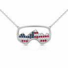 USA Ski Goggle Diamond Necklace with Rubies and Sapphires in 18K White Gold - Jackson Hole Jewelry Company