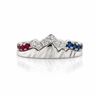 USA Diamond Duo Stack Ring with Rubies and Sapphires in 18K White Gold - Jackson Hole Jewelry Company