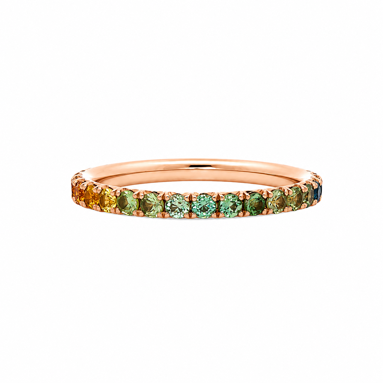 LUXE EDITION: Multicolor Sapphire 18 Karat Rose Gold French Cut Pavé Eternity Band - Jackson Hole Jewelry Company