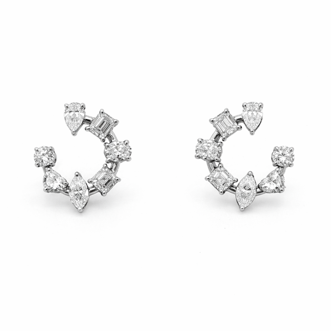 Diamond Swirl Earrings in 18K Gold - Jackson Hole Jewelry Company