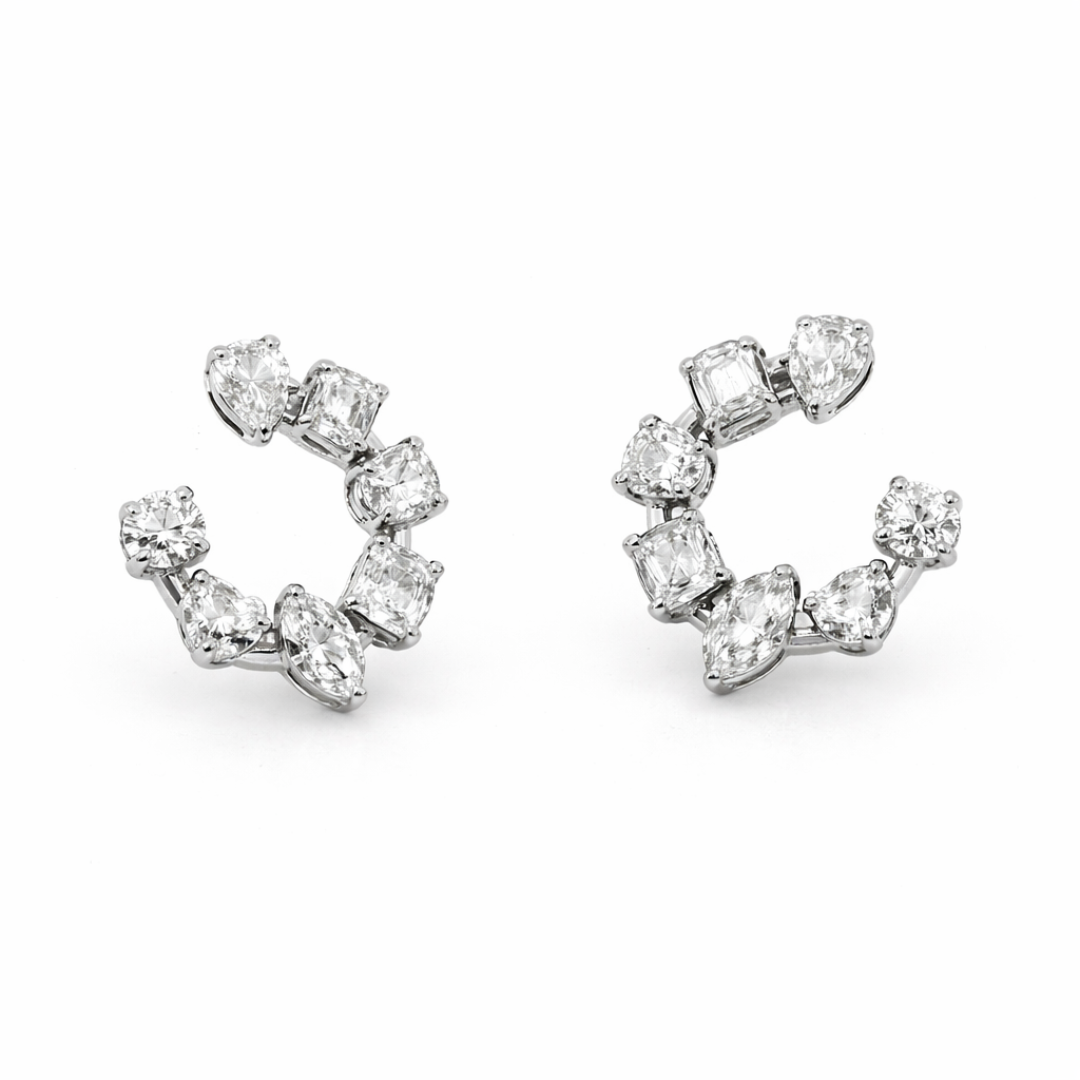 Diamond Swirl Earrings in 18K Gold - Jackson Hole Jewelry Company