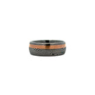 Lashbrook Men’s Damascus Ring with Satin Rose Gold Inlay and Acid Finish - Jackson Hole Jewelry Company