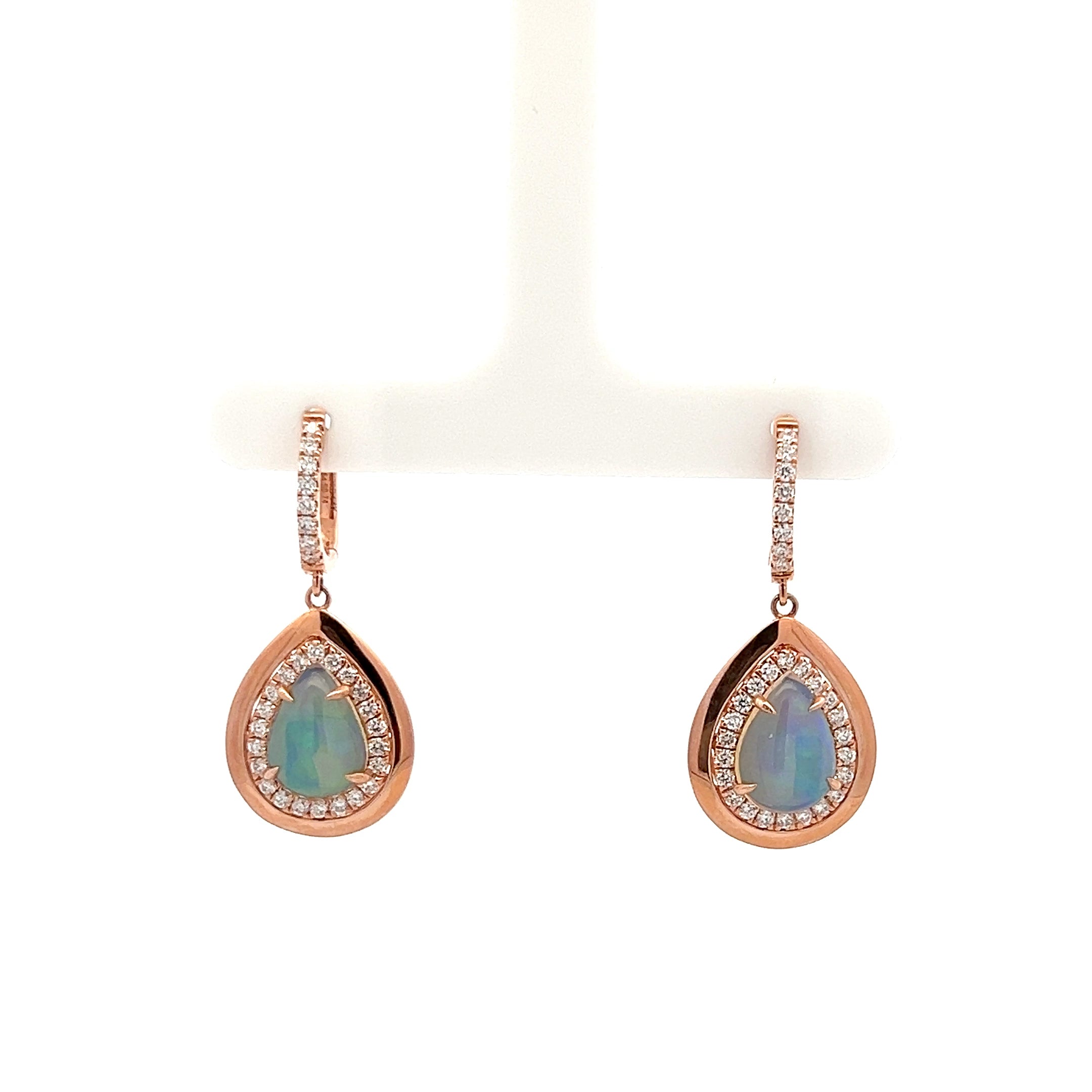 14K ROSE GOLD HALO PEAR SHAPE ETHIOPIAN EARRINGS - Jackson Hole Jewelry Company