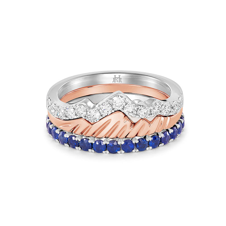 LUXE EDITION: 18 Karat French Cut Snake River Sapphire Pavé Eternity Band - Jackson Hole Jewelry Company