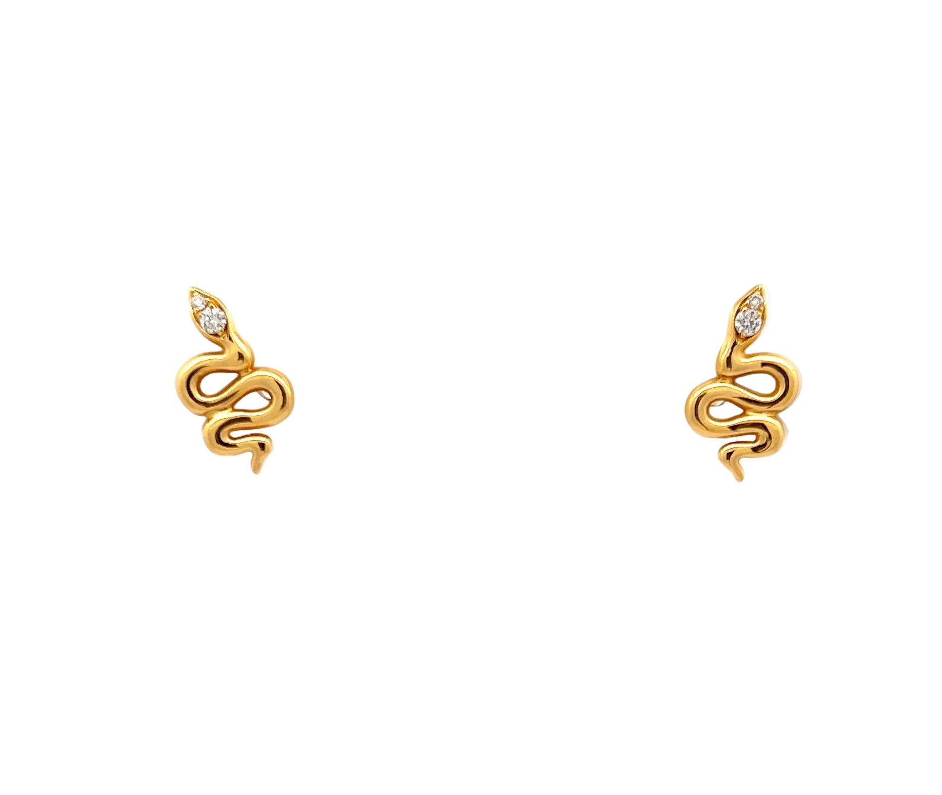 18K YELLOW GOLD SERPENT EARRINGS WITH DIAMONDS - Jackson Hole Jewelry Company