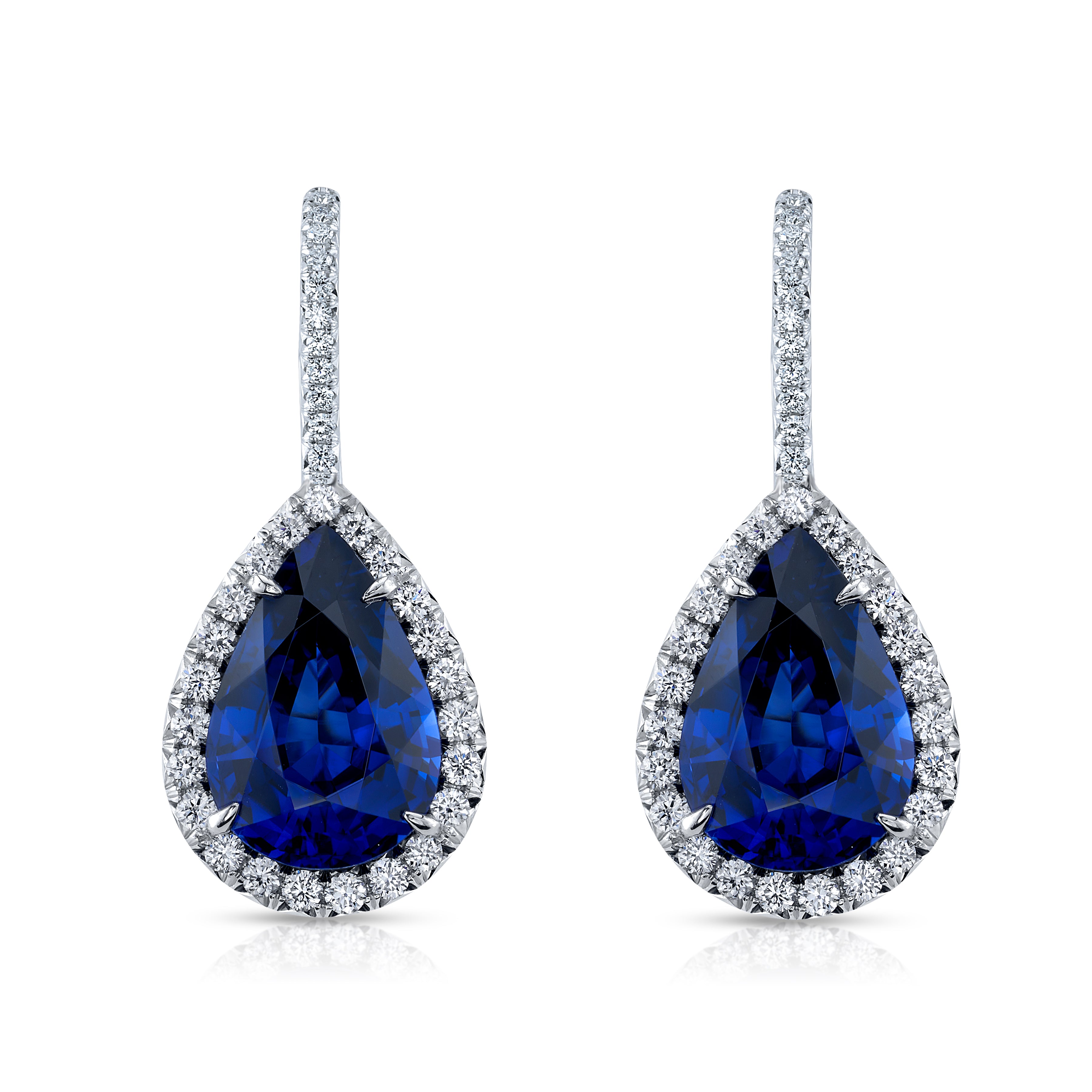 Omi Privé - Blue Sapphire & Diamond Earrings in Platinum - Jackson Hole Jewelry Company