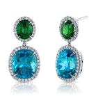 Omi Privé Blue Zircon, Tsavorite Garnet & Diamond Earrings in Platinum - Jackson Hole Jewelry Company