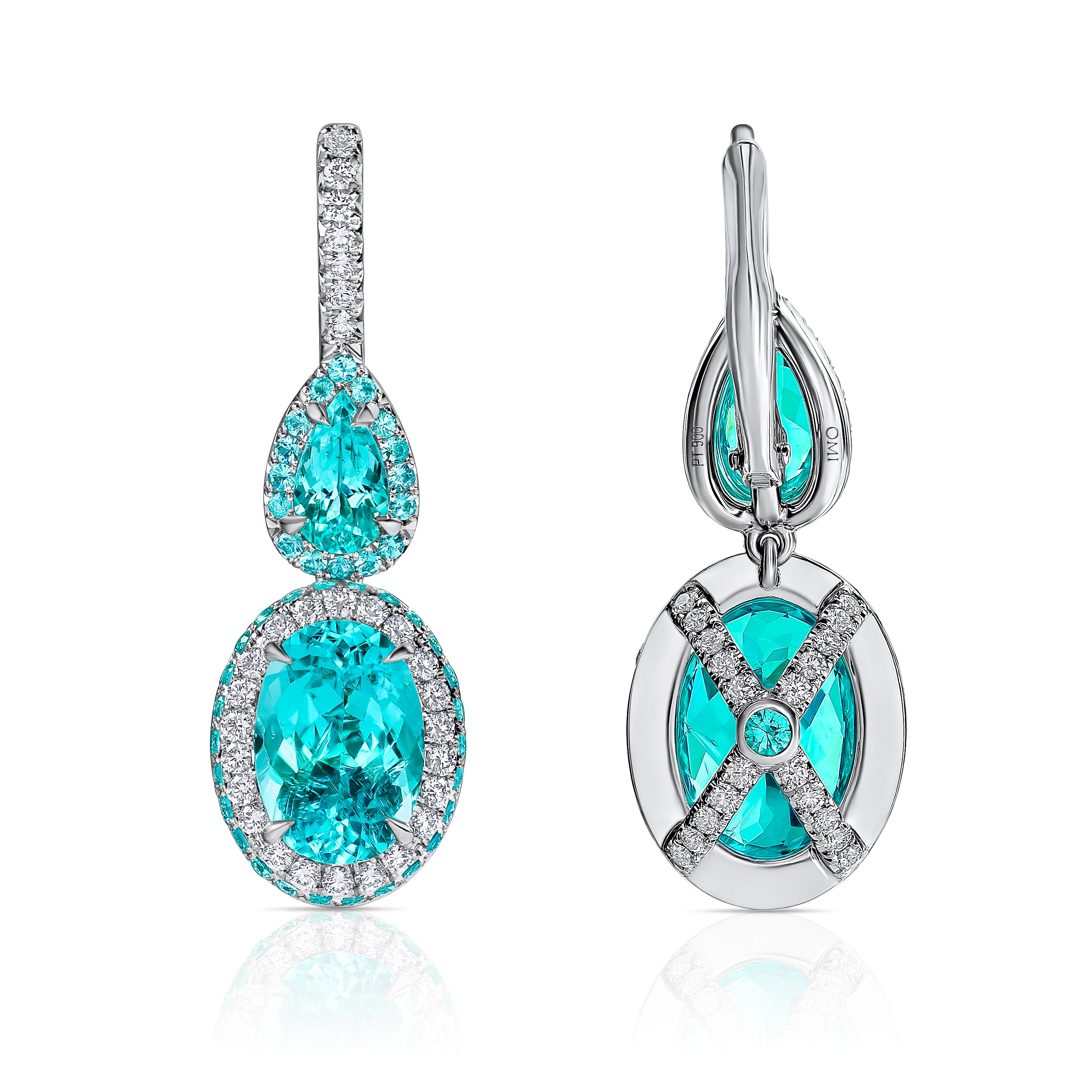 Omi Privé Paraiba Type Tourmaline, Paraiba Tourmaline & Diamond Earrings in Platinum - Jackson Hole Jewelry Company