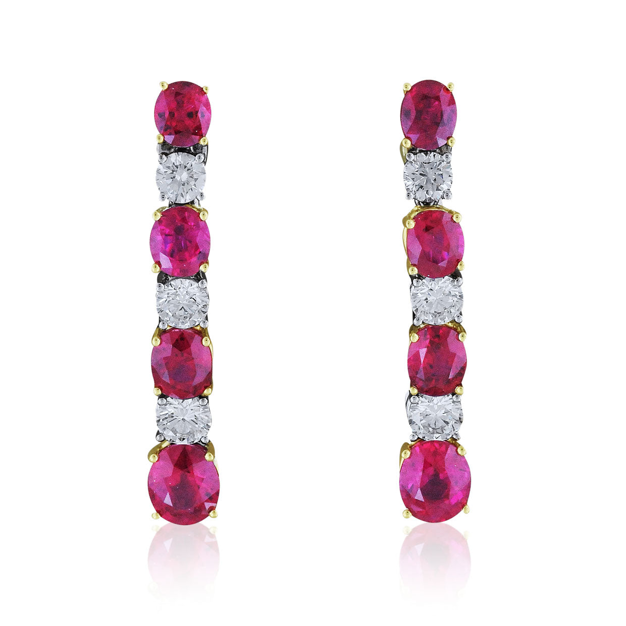 Picchiotti - Oval Ruby and Diamond Drop Earrings in 18K White Gold - Jackson Hole Jewelry Company