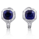 Picchiotti - Cushion Blue Sapphire and Diamond Earrings in 18K White Gold - Jackson Hole Jewelry Company