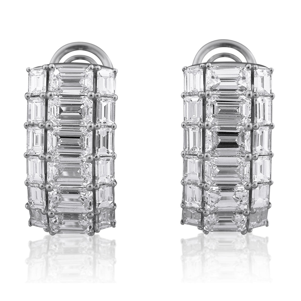 Picchiotti - Emerald and Baguette-Cut Diamond Earrings in 18K White Gold - Jackson Hole Jewelry Company