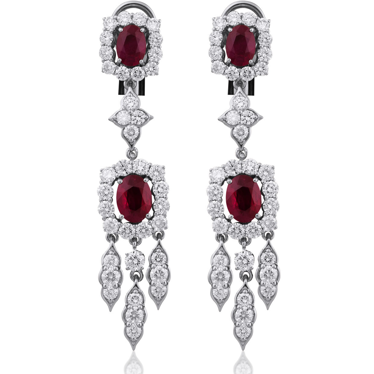 Picchiotti - Ruby and Diamond Drop Earrings in 18K White - Jackson Hole Jewelry Company