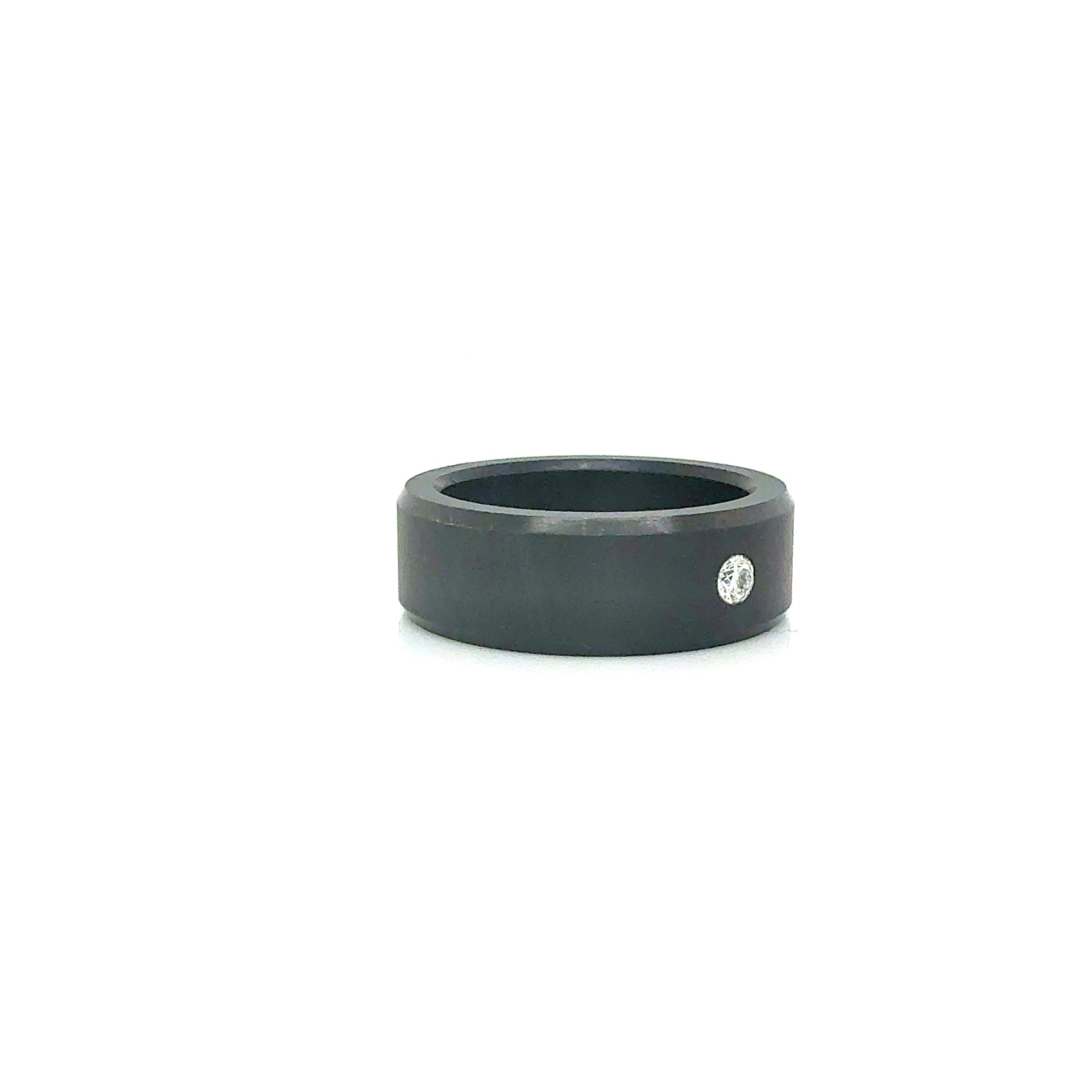 Solid Black Diamond Band with 0.10 Carat Inset Diamond - Jackson Hole Jewelry Company