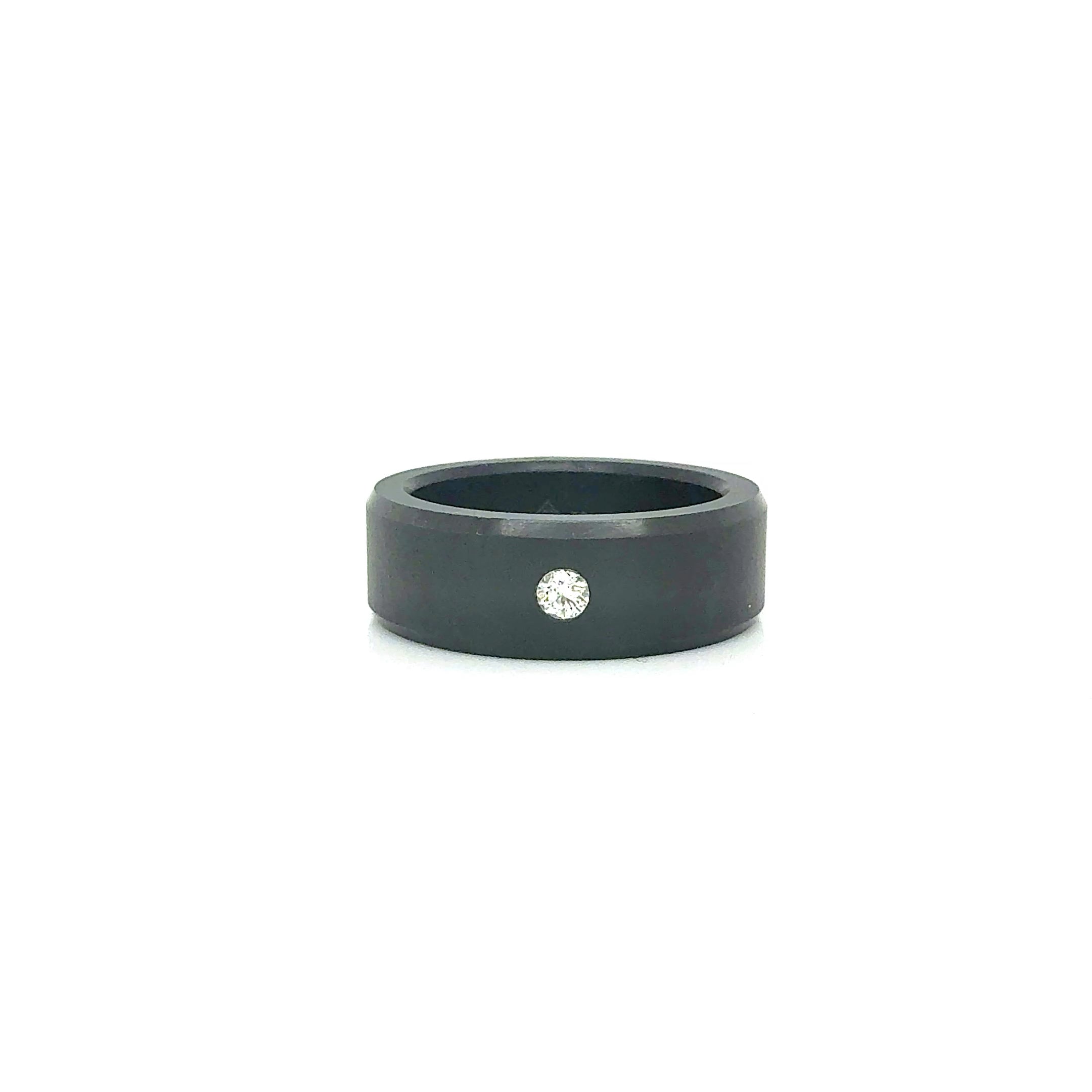 Solid Black Diamond Band with 0.10 Carat Inset Diamond - Jackson Hole Jewelry Company