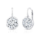 Round Bezel Diamond Drop Earrings in 18K White Gold - Jackson Hole Jewelry Company
