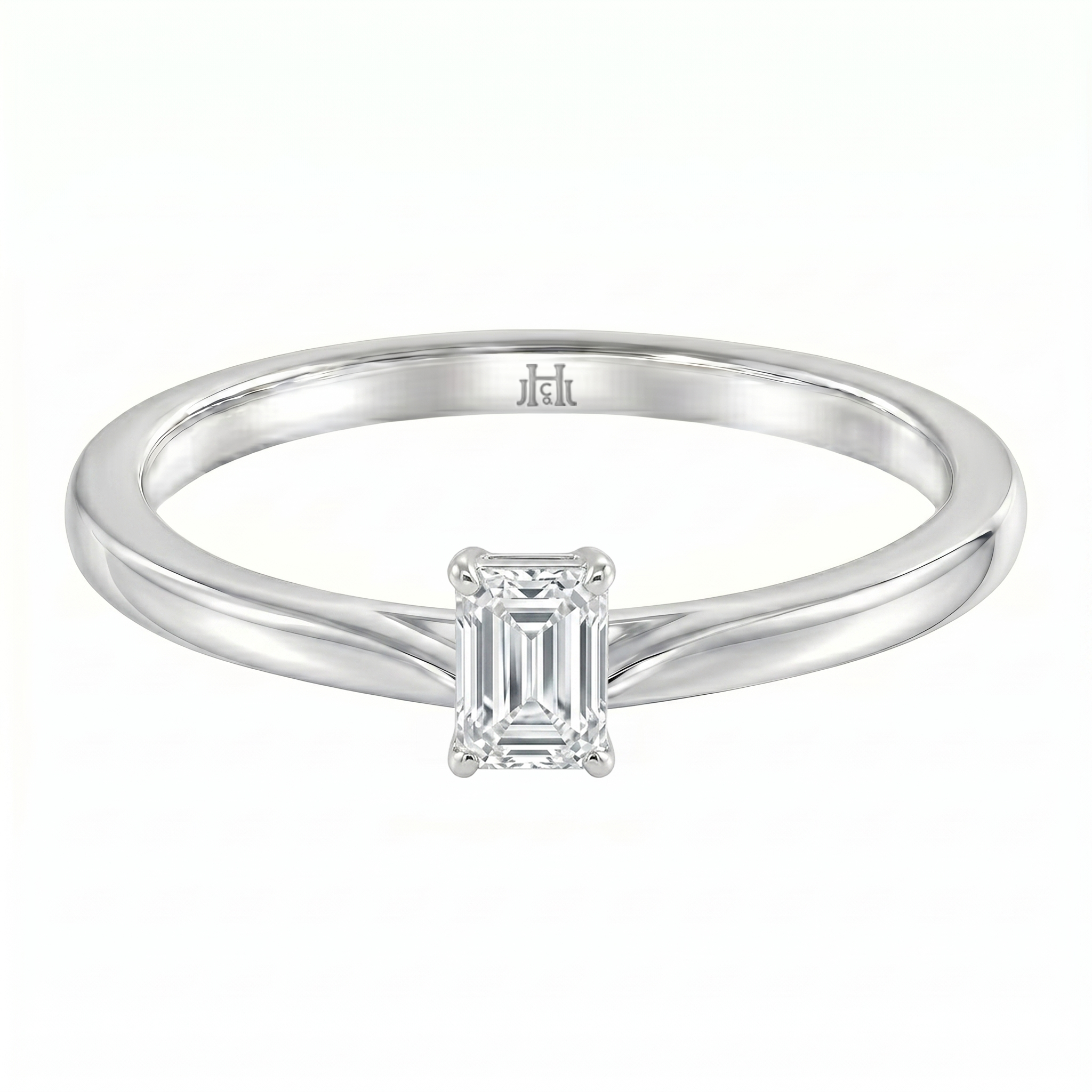 Le PeTeton Emerald Cut Diamond Solitaire Engagement Ring in 18K Gold - Jackson Hole Jewelry Company