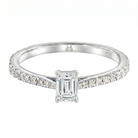 Le PeTeton Emerald Cut Diamond Engagement Ring with Pavé Set in 18K Gold - Jackson Hole Jewelry Company