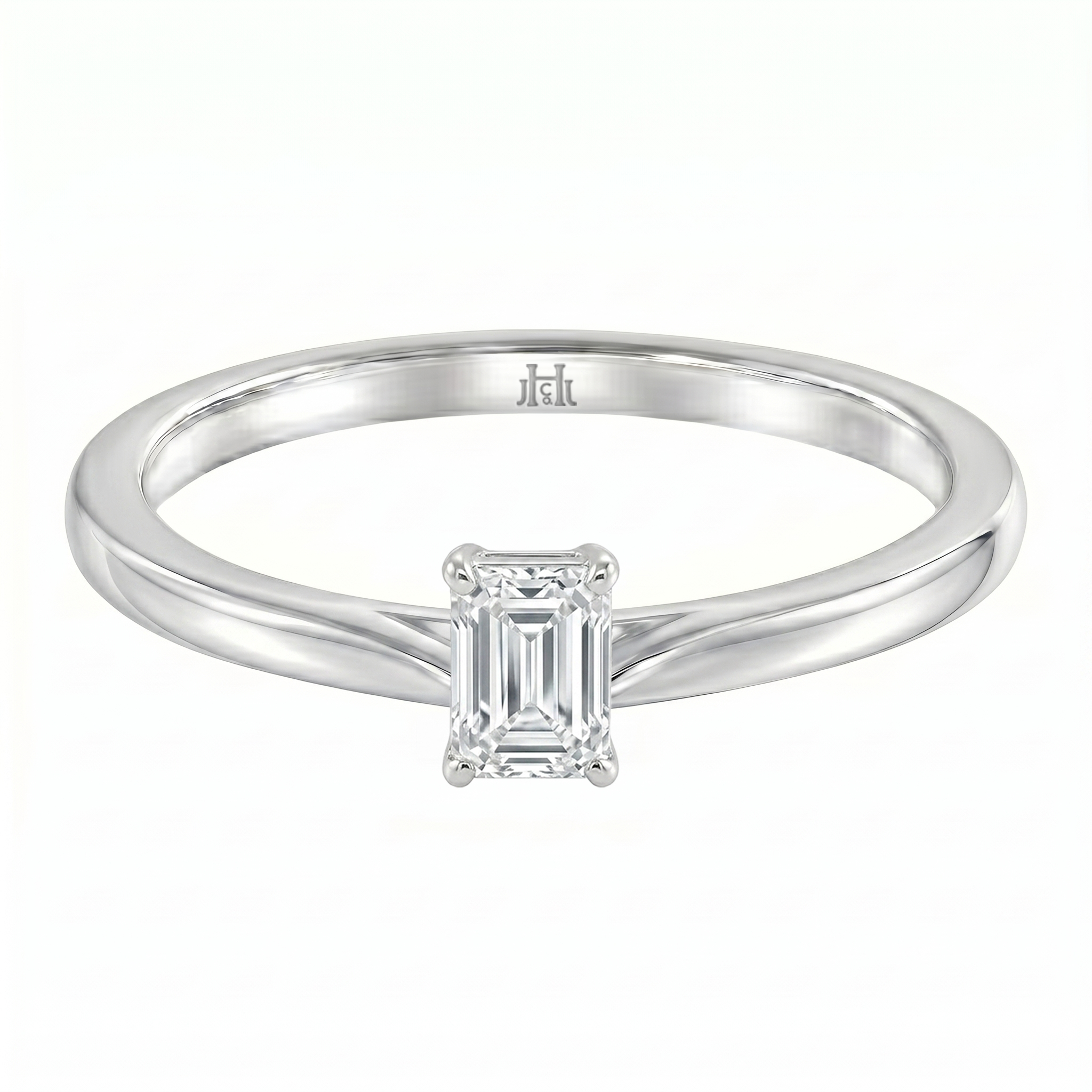 Le PeTeton Emerald Cut Diamond Solitaire Engagement Ring in 18K Gold - Jackson Hole Jewelry Company