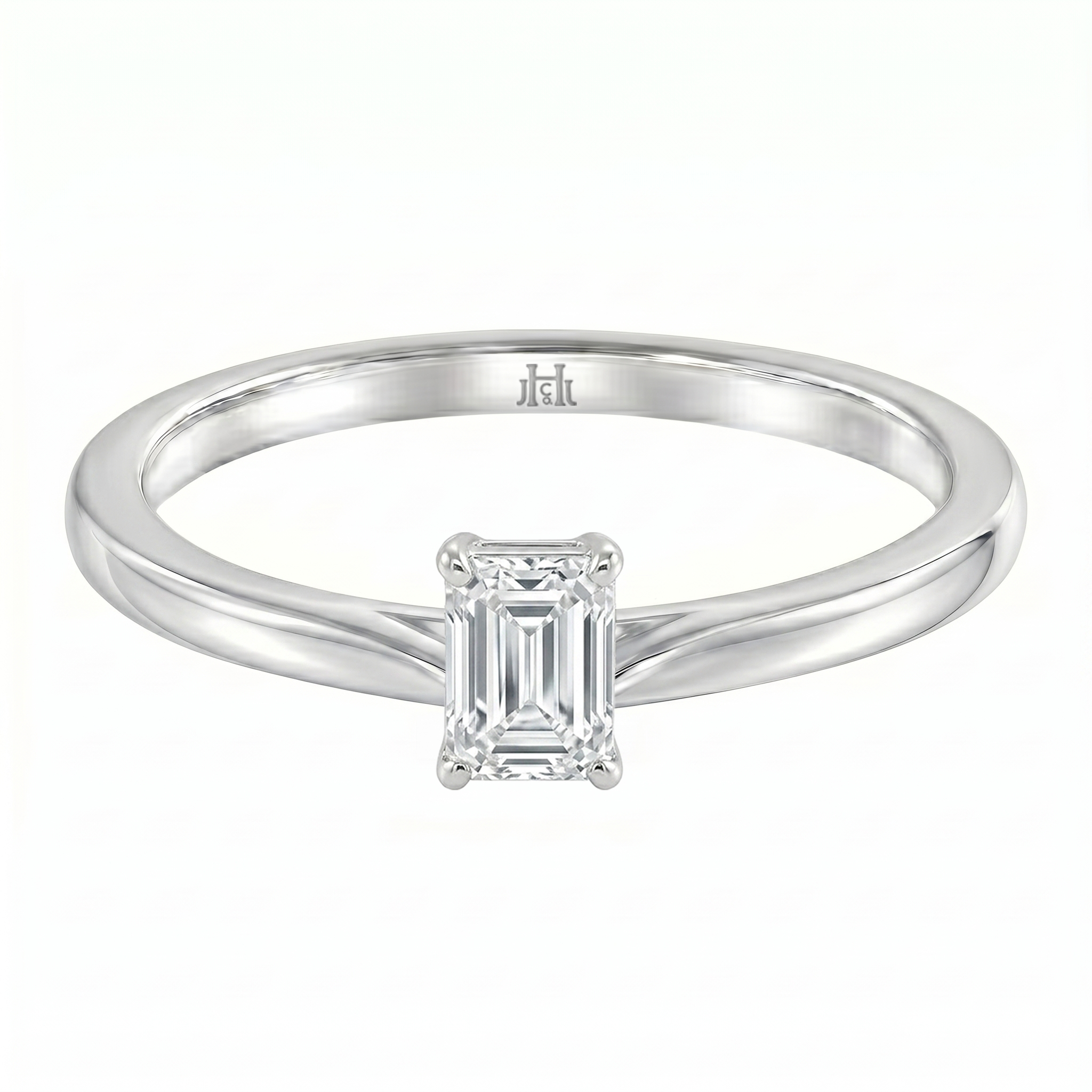 Le PeTeton Emerald Cut Diamond Solitaire Engagement Ring in 18K Gold - Jackson Hole Jewelry Company