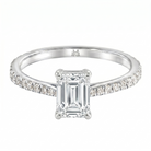 Le Grande Teton Emerald Cut Diamond Solitaire Engagement Ring with Pavé Set in 18K Gold - Jackson Hole Jewelry Company
