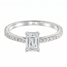 Le Grande Teton Emerald Cut Diamond Solitaire Engagement Ring with Pavé Set in 18K Gold - Jackson Hole Jewelry Company
