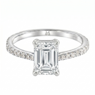 Le Grande Teton Emerald Cut Diamond Solitaire Engagement Ring with Pavé Set in 18K Gold - Jackson Hole Jewelry Company