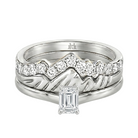 Le PeTeton Emerald Cut Diamond Solitaire Engagement Trio Stack Rings in 18K Gold - Jackson Hole Jewelry Company