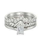 Le PeTeton Emerald Cut Diamond Solitaire Engagement Trio Stack Rings in 18K Gold - Jackson Hole Jewelry Company