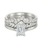 Le Grande Teton Emerald Cut Diamond Solitaire Engagement Trio Stack Rings in 18K Gold - Jackson Hole Jewelry Company