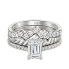 Le Grande Teton Emerald Cut Diamond Solitaire Engagement Trio Stack Rings with Pavé Set in 18K Gold - Jackson Hole Jewelry Company
