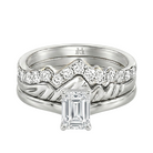 Le Grande Teton Emerald Cut Diamond Solitaire Engagement Trio Stack Rings in 18K Gold - Jackson Hole Jewelry Company