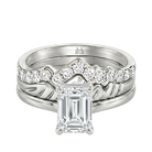 Le Grande Teton Emerald Cut Diamond Solitaire Engagement Trio Stack Rings in 18K Gold - Jackson Hole Jewelry Company