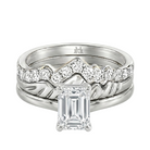Le Grande Teton Emerald Cut Diamond Solitaire Engagement Trio Stack Rings in 18K Gold - Jackson Hole Jewelry Company