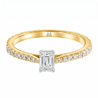 Le PeTeton Emerald Cut Diamond Engagement Ring with Pavé Set in 18K Gold - Jackson Hole Jewelry Company